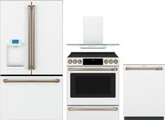 a white refrigerator freezer sitting next to a stove top oven