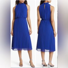 This Gorgeous Cobalt/ Royal Blue Sam Edelman Dress Is Perfect For A Dressy Occasion. Measures 20" Pit To Pit And 46" Long. Blue A-line Dress With Flowy Skirt, Elegant Blue Flowy Midi Dress, Chic Blue Dress With Flowy Skirt, Chic Blue Flowy Dress, Formal Blue Dress With Pleated Back, Blue Midi Pleated Dress For Work, Blue Flowy Midi Dress For Spring, Formal Blue Pleated Dress, Fitted Blue Midi Dress With Pleated Hem