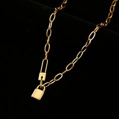 585 Gold Jewelry-100% Stainless Steel lock catch Necklace For Women Gold Color Metal Lock Chunky Heavy Duty Chain Choker Style: Classic Shape\pattern: LOCK Occasion: Party Necklace Type: Pendant Necklaces Model Number: 3256802915370410 Metals Type: Stainless Steel Material: Metal Item Type: Necklaces Gender: Women Function: Mood Tracker Fine or Fashion: Fashion Compatibility: All Compatible Chain Type: Link Chain Metal Chain Link Necklace With Lock, Gold Chain Link Necklace With Lock, Metal Chain Necklace With Lock For Gift, Chain Link Jewelry With Lock As Gift, Chain Link Jewelry With Lock For Gift, Pattern Lock, Necklace For Women Gold, Jesus Necklace, Faith Necklace