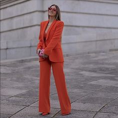 Blogger’s Fav Fitted Orange Pants For Office, Fitted Orange Pants For Formal Occasions, Formal Orange Pants For Spring, Formal Orange Trousers, Fitted Orange Formal Pants, Elegant Formal Orange Bottoms, Elegant Orange Pants For Workwear, Elegant Fitted Orange Pants, Chic Formal Orange Pants