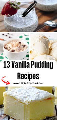 13 Vanilla Pudding Recipes ideas to create for dishes or in a glass or even a sauce, as well as vanilla ice cream. Homemade family desserts. Dessert Using Vanilla Pudding, Cooked Vanilla Pudding Recipes, Vanilla Pudding Recipes Instant, Vanilla Desserts Recipes, Ways To Use Vanilla Pudding, Desserts Made With Vanilla Pudding, Things To Do With Vanilla Pudding, Recipes That Use Vanilla Pudding, Pudding Desserts Vanilla