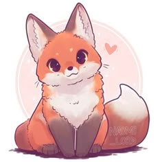 a cute little fox with big eyes sitting down