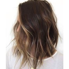 Subtle Balayage Brunette Lob, Brown Hair Lob With Highlights, Edgy Brunette Hair Color Highlights, Short Hair Partial Balayage, Brown Partial Highlights, Mid Length Haircut For Fine Hair Over 40, Lob Balayage Brunette, Short Brunette Balayage Hair, Brunette Partial Highlights