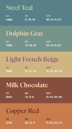 the different colors of chocolate are shown in this image