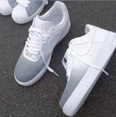 Grey/white ombre Nike Air Force 1s Gym Shoes, Shoe Closet, Nike Sneakers, Shoe Game