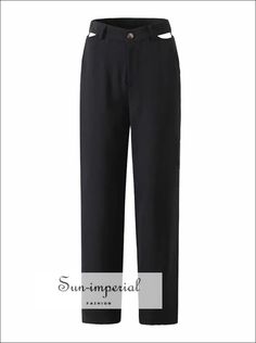 Women Dark Brown Cut out Waist Tailored Straight Leg Trouser Long Pants casual style Black Straight Dress Pants For Summer, Black Straight Leg Dress Pants For Summer, Black Ankle Dress Pants For Fall, Black Ankle-length Dress Pants For Fall, Black High-waisted Dress Pants For Summer, Pant Style, Straight Leg Trousers, Pants Straight, Fashion Flats