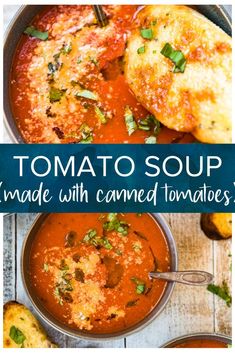 tomato soup made with canned tomatoes and parmesan cheese is an easy, delicious dinner