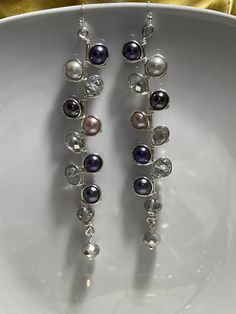 Pearl and Crystal Wire Wrap Drop Earrings  . -Handmade with care and love -Sterling Silver plated wire -High quality Pearl and crystals Crystal Wire Wrap, Arlington Va, Wire Wrap, Earrings Handmade, Wire Wrapping, Jewelry Earrings Dangle, Silver Plate, Etsy Earrings, Silver Plated