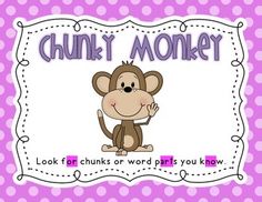 a sign with a monkey on it that says, chunk money look for chunks or words if you know