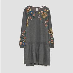 Zara Embroidered Dress With Ruffles ~20” Across Chest ~35” Length ~23” Sleeve Smoke Free And Pet Free Environment Multicolor Embroidered Long Sleeve Floral Dress, Fall Dresses With Multicolor Embroidery And Long Sleeves, Fall Long Sleeve Dresses With Multicolor Embroidery, Fall Multicolor Embroidered Long Sleeve Dress, Casual Embroidered Midi Dress For Spring, Fall Long Sleeve Embroidered Dresses, Long Sleeve Midi Dress With Floral Embroidery For Fall, Casual Spring Dresses With Embroidered Hem, Long Sleeve Floral Embroidered Mini Dress For Spring