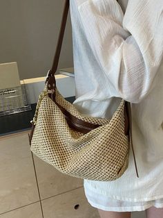 This chic woven bag in khaki is the ideal vintage summer accessory. With its timeless design and durable material, it is perfect for any occasion. Whether you're heading to the beach or a picnic in the park, this bag will elevate your style while keeping your essentials secure. Features : Lightweight Color : Khaki Magnetic : No Details : Multi-compartment Type : Straw Bag, Hobo Bag Bag Size : Medium Style : Vintage, Fashionable Strap Type : Adjustable Pattern Type : Plain Closure Type : Zipper C Braided Bag, Travel Chic, Woven Tote Bag, Picnic In The Park, Summer Chic, A Picnic, Street Style Chic, Woven Bag, Summer Accessories