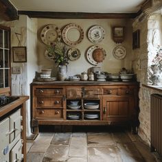 A charming English countryside kitchen with a dresser or sideboard, perfect for storing and displaying cherished crockery British Country House, English Cottage Kitchens, Unfitted Kitchen, Countryside Kitchen, Designing A Kitchen, Love Of Nature, British Country, Cottage Kitchens, English House