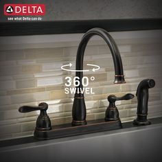 the delta sink faucet is shown with measurements