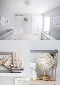 there are two pictures of the same room in this house, and one has a sailboat on it