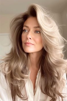 Long Hair Volume Haircut, Long Feathered Hairstyles, Feathered Hairstyles Long, Seamless Highlights, Long Hair Volume, Blond Wig, 50 Hair