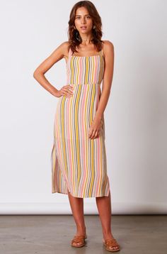 Mauve Stripe Midi Dress Striped V-neck Midi Dress For Brunch, Midi A Line Dress, Striped Button-up Midi Dress For Summer, Striped Cotton Midi Dress Knee-length, Mahira Khan Dresses, Casual Striped V-neck Midi Dress, Striped V-neck Midi Dress For The Beach, Yellow Blush, Stripe Midi Dress