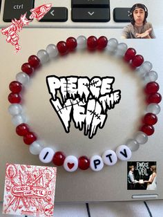 Ptv bracelet #ptv Weezer Bracelet, Band Bracelet Ideas, Punk Jewelry Diy, Slipknot Bracelet