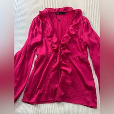 Size Medium, Fits Like A Small! New With No Tag On It. Never Worn Hot Pink Blouse, Hot Pink Blouses, Pink Blouse, Hot Pink, Zara, Womens Sizes, Womens Tops, Size Medium, Customer Support