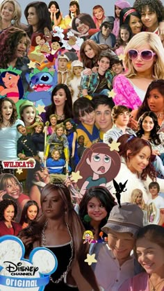 many people are grouped together to create a collage with the characters from disney's animated