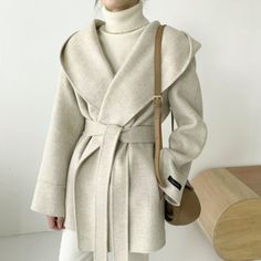 Wool Coats, Wool Coat Women, Khaki Fashion, Coat Pocket, Cape Coat, Long Sleeves Coats, Wool Blend Coat, Casual Office, Woolen Coat