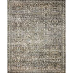 an antique style rug in grey and beige tones with medallions on the center,