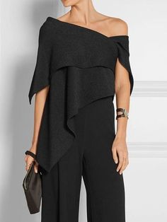 Urban Asymmetric One Shoulder Tunic Top BLACK-S Black Irregular Tops For Fall, Irregular Black Tops For Spring, Black Irregular Top For Spring, Casual Asymmetrical Top For Evening, Black One-shoulder Top For Work, Chic Irregular Tops For Fall, Black Top With Asymmetrical Neckline For Fall, Black Top With Asymmetrical Neckline For Evening, Elegant Black Asymmetrical Top