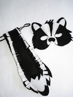 Children's Woodland Animal SKUNK Felt Mask and Tail Set. $28.00, via Etsy. Themed Costume Accessories Mask For Themed Events, Handmade Themed Costume Accessories For Cosplay, Handmade Themed Halloween Costume Accessories, Handmade Halloween Themed Costume Accessories, Novelty Cosplay Eye Mask, Themed Costume Accessories For Carnival, Themed Carnival Costume Accessories, Fun Costume Accessories For Carnival, Fun Carnival Costume Accessories As A Gift