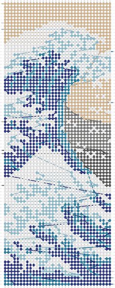 a cross stitch pattern with waves in the ocean