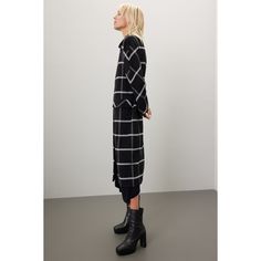 Black plaid twill (50% Wool, 50% Polyester). Coat. Long sleeves. Collar. Front button closure. Imported. Oversized Wool Coat, Rosetta Getty, Long Wool Coat, Cozy Scarf, Rent The Runway, Closet Designs, Black Plaid, Wool Coat, Long Sleeves