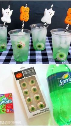 halloween drinks with sprite candy and jack - o'- lanterns