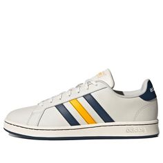 Adidas neo Grand Court Shoes White/Blue/Yellow FY8195 (SNKR) Yellow Leather Adidas Sneakers, Adidas Yellow Leather Sneakers, Yellow Adidas Sneakers With Round Toe, Yellow Adidas Synthetic Sneakers, Adidas Yellow Synthetic Sneakers, Yellow Adidas Sneakers Synthetic, Adidas Neo, Shoes White, Court Shoes