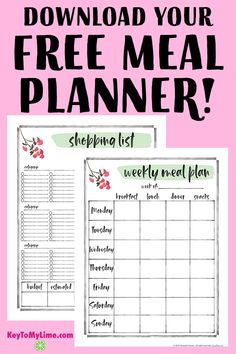 the free meal planner with text overlay