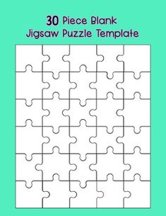 the jigsaw puzzle template is shown on a green background with white puzzles pieces