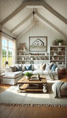 a living room filled with furniture and lots of windows