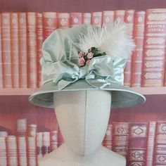 'The Cassandra' is a Regency style hat made in honour of Jane Austen's sister and confidante.  I am especially proud as it is made from a pattern I created from scratch after studying fashion plates of the era.  It has a wired buckram brim and this version uses gorgeous pure silk smooth taffeta that creates a wonderful puffed crown. This example is soft pink but I can supply many other colours to match an existing outfit.    It has a traditionally made, hand wired, full buckram brim.  The colour is a beautifully subtle ivory with a soft sheen that would go with most outfits but I am happy to discuss your requirements should you be looking for other colours. Studying Fashion, Silk Taffeta, Study Style, Costume Hats, Historical Dresses, Fashion Plates, Style Expert, Hat Making, Pure Silk