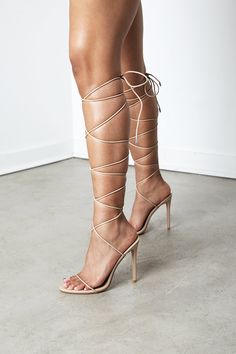 Introducing Sorella Shoes now available in stores and online ✨✨✨ Walk up in our Nymph Lace Up Sandal Heel and turn heads...Pair these heels with your favorite dress and instantly transform any look Featuring a strong non stretch nude string made to be laced up the leg with a silver accent at the end Heel height 4.5 " Heels With Strings Around Leg, Clear Lace Up Heels, Heels That Wrap Around Leg, Lace Up Heels Outfit Dress, Heels With Strings, Birthday Ootd, Wrap Up Heels, Summer Heels Outfit, Lace Up Sandal Heels