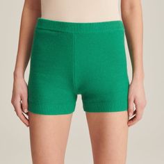 The Textured Shorts Are A Comfy Knit Short Perfect For Winter Lounging. They Feature A Stretchy, Pull-On Construction, Ribbed Waistband, And All-Over Textured Knitting. Crafted From A Soft, Sustainable, And Breathable Blend Of Modal, Cotton, And Cashmere. 50% Modal, 42% Cotton, 8% Cashmere Green Knit Stretch Bottoms, Short Knit Stretch Bottoms, Spring Knit Bottoms, Spring Knit Bottoms Of Short Length, Spring Knit Shorts, Fitted Knit Shorts, Knit Shorts With Elastic Waistband, Summer Knit Short Bottoms, Summer Knit Bottoms Short Length