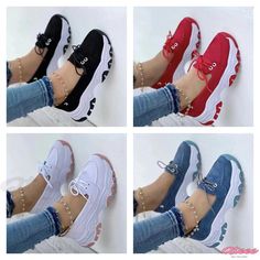 Casual Thick Sole Lace-Up Loafers – Qteee! Shoe Sole, Blossom Design, Suede Heels, Fashion Flats, Vintage Charms, Wedge Heels, Belt Buckles, Lace Front, Leather Boots