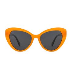 See and be seen in these purrfect, trendy cat-eye frames. With upturned lenses that beautifully complement joyful colors of high-quality acetate material, this frame is modern and timeless at the same time.Frame Shape: Cat EyeFrame Color: OrangeFrame Material: AcetateLens Color: GreyLens Material: TACRim Type: Full RimLens Width: 52 mmBridge Width: 18 mmTemple Length: 145 mmFrame Width: 141.3 mmLens Height: 46 mmPolarized: YesWeight: 24.3 gSpring Hinge: Yes Chic Orange Cat Eye Sunglasses With Gradient Lenses, Modern Orange Cat Eye Sunglasses With Mirrored Lenses, Orange Mirrored Lenses Cat Eye Sunglasses, Trendy Orange Cat Eye Sunglasses With Uv Protection, Retro Orange Cat Eye Sunglasses, Trendy Orange Cat Eye Sunglasses With Tinted Lenses, Orange Cat Eye Sunglasses With Mirrored Lenses, Trendy Acetate Cat Eye Sunglasses For Parties, Trendy Orange Tinted Cat Eye Sunglasses