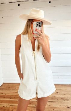 The Reno Romper is a denim romper that is effortlessly chic and easy to throw on! Her zip up front lets you control how much skin you show and her easy fit waist gives a relaxed, comfortable vibe. Head out in sneakers for a day of errands or dress her up with booties for a little more spunk! Summer Zipper Jumpsuits And Rompers In Overall Style, Casual Summer Jumpsuits And Rompers With Zipper, Chic Spring Jumpsuits And Rompers With Zipper, Chic Summer Jumpsuits And Rompers With Back Zipper, Casual Jumpsuits And Rompers With Zipper, White Sleeveless Casual Bubble Romper, White Fitted Casual Bubble Romper, White Sleeveless Bubble Romper, Light Wash Button-up Jumpsuit Or Romper