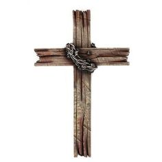 a cross made out of wood and rope