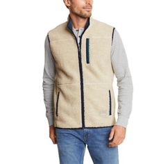 Burly, high-pile sherpa fleece makes this full-zip vest ideal as an insulating layer in cold weather, as well as an outer layer in milder conditions. Casual Fleece Vest With Pockets, Season Activities, Vest Outfits Men, Outerwear Vest, Outfits Men, Vest Outfits, Fleece Vest, Down Vest, Jacket Brands