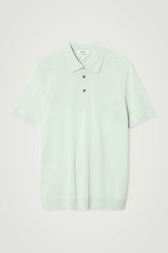 A polo shirt is a versatile piece to have to hand, since it works for day but is smart enough to wear with tailoring. Knitted from a blend of Mulberry silk and cotton, this mint-green one has a spread collar, buttoned half-placket and ribbed trims. Slim fitButton closureAn alternative to conventional silk, recycled silk is made from pre‐consumer waste Shell: 55% Recycled mulberry silk, 45% Cotton. Excluding trims / Machine wash Back length of size M is 26.37" / Model wears a size M Classic Green Polo Collar Sweater, Green Cotton Short Sleeve Polo Sweater, Green Fitted Classic Polo Shirt, Classic Fitted Green Polo Sweater, Fitted Classic Green Polo Sweater, Green Fitted Classic Polo Sweater, Classic Green Polo Shirt With Relaxed Fit, Classic Green Polo Shirt For Workwear, Classic Green Polo Shirt For Work