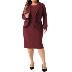 Agnes Orinda is a plus-size brand inspired by the needs of its customers. It can suit you on various occasions, and show your perfect curves through appropriate tailoring, and the comfortable fabric allows you to enjoy a pleasant experience. The blazer jacket features a classic design with a regular fit, making it suitable for business casual settings. The bodycon silhouette creates a sleek and feminine look, making it ideal for professional and social occasions. It can be effortlessly paired wi Plus Size Work Outfits Professional, Business Professional Dresses, Plus Size Suits For Women, Plus Size Professional, Business Casual Suit, Plus Size Suits, Plus Size Blazer, Sleeveless Suit, Perfect Curves