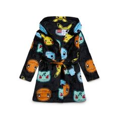 Hell be ready to catch em all with this Pokmon Hooded Sleep Robe. Crafted in a super-soft, plush fleece, this cozy robe will be a new go-to for his lounge and sleeptime routines. Features the original Pokmon characters: Bulbasaur, Charmander, Squirtle, and the iconic Pikachu! So charming and cute, this plush hooded robe will have him ready for action-packed dreams and relaxing days at home. Makes a great gift, too! Size: 8.  Color: Black.  Gender: male.  Age Group: kids. Blanket Sleeper, Hooded Robe, Printed Robe, Kids Clothes Boys, Catch Em All, Pokemon Characters, Boys Pajamas, Relaxing Day, Boys Long Sleeve