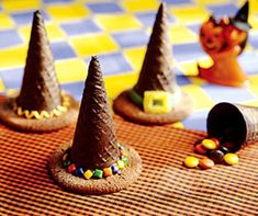 some candy cones are sitting on a table