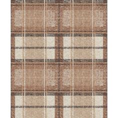 an area rug with brown and white plaid pattern