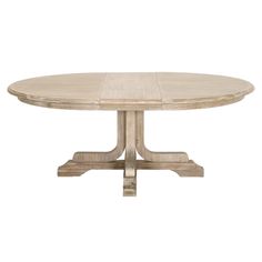 a wooden table with four legs and a round top on an isolated white background,