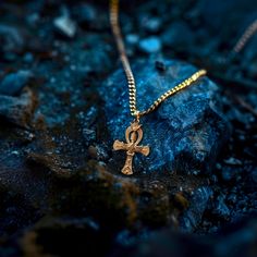 This solid gold key of Ankh necklace showcases exquisite craftsmanship, symbolizing life and spirituality. The key of Ankh pendant is more than just jewelry; it's a fine representation of ancient Egyptian elegance and the timeless allure of this sacred symbol. PENDANT INFORMATIONThis pendant is made of real, solid gold.• Made in USA• Material: 14k or 18k solid gold• Finish: polished• Height: 1.5" (38,5 mm) | *includes the small circle, bail dimensions not included• Width: 0.95" (24 mm)• Pendant weight: approx. 5 grams (14k)• Bail: fits up to 4 mm chains• Solid back, not hollow• A certificate of authenticity is included• Delivered in our elegant jewelry box, making it the perfect gift Shipping: All of our orders are custom-made. Please allow approximately 3 weeks for production and shipping Amulet Style Ankh Necklace In Brass, Symbolic Ankh Brass Necklace, Spiritual Brass Crucifix Jewelry, Ceremonial Cross Necklace In Spiritual Style, Symbolic Brass Cross Jewelry, Ceremonial Ankh Amulet Necklace, Spiritual Ankh Necklace For Ceremonial Use, Yellow Gold Ankh Necklace, Luxury Gold Ankh Jewelry