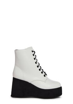 base White High-top Lace-up Boots, White Lace-up Platform Boots For Spring, White Lace-up Platform Boots, High Ankle White Combat Boots For Spring, White High Ankle Combat Boots For Spring, White High Ankle Lace-up Boots For Spring, Trendy White High Ankle Lace-up Boots, Trendy White Leather Lace-up Boots, White Lace-up Boots With Round Toe